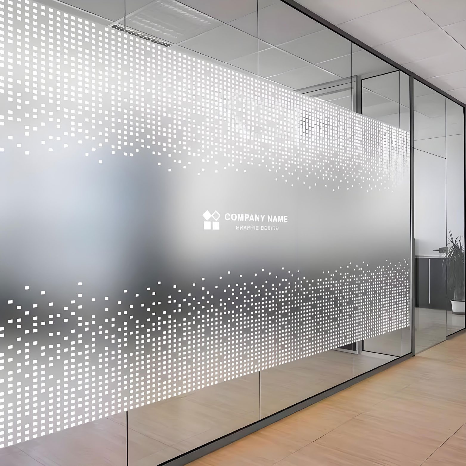 Frosted glass sticker · Square-dot gradient · Style reference