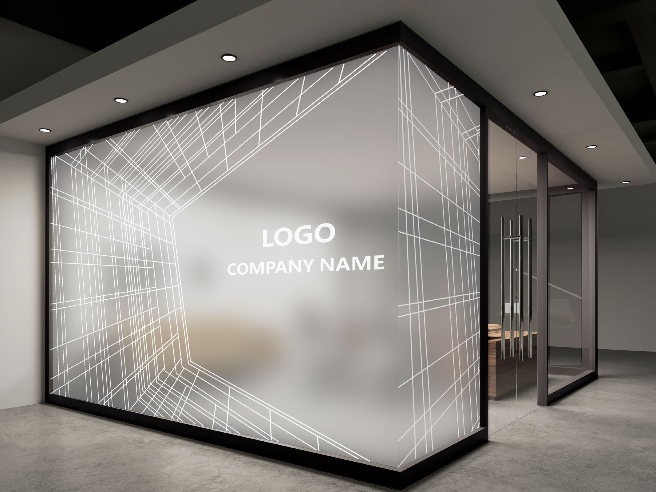 Frosted glass sticker · Geometric lines · Style reference