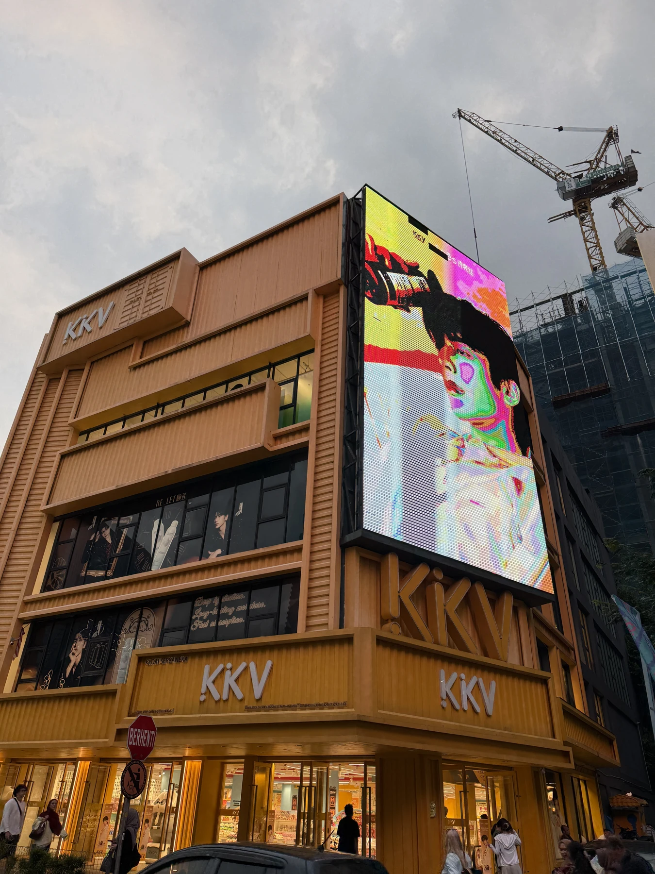 The exterior screen and street-facing display.